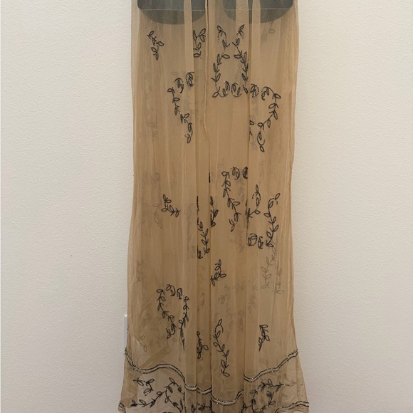 Free People Sheer sky fall beaded wrap dress sz Large - Picture 12 of 13